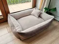 Produktbild: 4L Textil Teo Kuscheliges Hundebett Bezug abnehmbar und waschbar Hundekorb mittelgroße Hunde Hundekissen flauschig Hundekörbchen Hundesofa (80x60 cm, Braun/Beige)