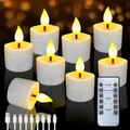 Produktbild: 8 Stück Wiederaufladbar LED Teelichter, Flammenlose Flackernde Kerzen mit Fernbedienung, LED Kerzen Teelichter mit Timerfunktion, Wasserdicht Elektrische Kerzen für Halloween Weihnachten Zimmer Deko