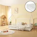 Produktbild: Hausbett Hesel mit Matratze und Rausfallschutz 120x200cm Weiß