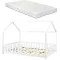 Produktbild: [en.casa] Hausbett, Weiß, Textil, Kiefer, 120x200 cm, Kinder- & Jugendzimmer, Kindermöbel, Kinderbetten, Hausbetten