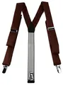 Produktbild: TigerTie schmaler Unisex Hosenträger in Y-Form mit 3 extra starken Clips - Farbe in dunkelbraun einfarbig Uni - hochwertige Verarbeitung