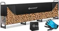 Produktbild: KESSER® Kaminholzregal Metall 390x36x117cm Brennholzregal außen Stahlrahmen + Abdeckung & Handschuhe Kaminholzunterstand 590kg Wasserdichter Holzlager Holzstapelhilfe für Garten Terrasse