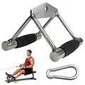Produktbild: MuscleForge Doppel-D Kabelzug Griff – Rudergriff Kabelzug & Latzug Griff 400 kg Kapazität, Parallelgriff für Kraftstation & Kabelmaschine, Fitness Griffe Kabelturm Griff Krafttraining Zubehör