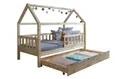 Produktbild: Ticaa Hausbett Kay mit Rausfallschutz und Schubkasten aus Kiefer, Kinderbett 80x160, inkl. Dach, mit Rollrost