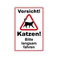 Produktbild: Vorsicht  Katzen bitte langsam fahren Schild 20 x 30 cm aus stabiler PVC Hart...