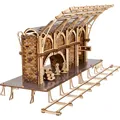Produktbild: UGEARS Harry Potter Bahnsteig 9 ¾ 3D Holzpuzzle - Modellbausatz für Erwachsene zum Zusammenbauen - Mechanischer Holzbausatz 3D Puzzle mit 2 Figuren - Kompatibel mit Ugears Hogwarts Express Zug