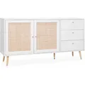 Produktbild: Skandinavisches Sideboard, Holzeffekt Mit Rattangeflecht, 2 Türen, 150 Cm - Sweeek