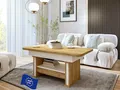 Produktbild: designimpex DA-555 Couchtisch Eiche Gold/Weiß matt ausziehbar höhenverstellbar mit Schublade 120/200 cm modern Wohnzimmertisch Esstisch abgerundete Ecken Sofatisch platzsparend hochwertig Wohnzimmer
