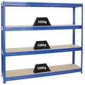 Produktbild: PROREGAL® Schwerlastregal Robustes Steckregal Lastenregal DINO mit 4 stabilen Fachböden, 4 Ebenen Steckmontage ohne Werkzeug hohe Belastbarkeit blau 200 cm x 180 cm x 45 cm