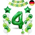 Produktbild: Geburtstagsdeko Jungen Grün Zahl 4. Geburtstag Junge Happy Birthday Deko