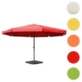 Produktbild: Sonnenschirm Meran Pro, Gastronomie Marktschirm mit Volant Ø 5m Polyester/Alu 28kg ~ bordeaux mit Ständer