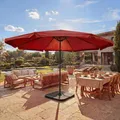 Produktbild: Sonnenschirm Meran Pro, Gastronomie Marktschirm mit Volant Ø 5m Polyester/Alu 28kg bordeaux mit Ständer