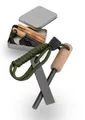 Produktbild: LAMBDA COFFEE® Ember Feuerstahl Inkl. Metalldose zum Zunder sammeln & Kienspan I Magnesium Feuerstarter mit Holzgriff & Paracord I I Feuerstein Survival I Feuerstahl Outdoor
