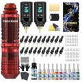Produktbild: Tattoo Set Tattoo-Pen 2 Akkus 20 Nadeln Rot für Erwachsene Gerät mit Zubehör