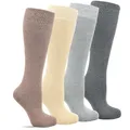 Produktbild: Frostfighter Damen Thermo Kniestrümpfe (4x Paar) Winter Ski Vollfrottee Innenfutter (DE/NL/SE/PL, Numerisch, 39, 42, Regular, Regular, Mehrfarbig - Beige Hellbraun Dunkelgrau Hellgrau)