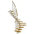 Produktbild: Dolle Mittelholmtreppe Hamburg 1/2 gewendelt Eiche, geölt 75 cm breit für Geschosshöhen 222 – 258 cm UK Metall Weiß inkl. einseitigem Designgel?
