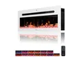 Produktbild: TroniTechnik Wandkamin Panorama Elektrokamin LED Flammeneffekt Elektrisch Timer 12 Farben inkl. Kristalle 900/1800W weiß
