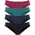 Produktbild: Bikinislip S.OLIVER, Damen, Gr. 32/34, bunt (lila, navy, petrol, schwarz), Obermaterial: 95% Baumwolle, 5% Elasthan, gemustert, körpernah, Unterhosen, aus elastischer Baumwolle