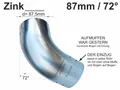 Produktbild: Zink Fallrohrbogen mit Einzug d= 87mm x 72° Regenfallrohr Bogen