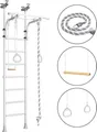 Produktbild: Sprossenwand für Kinder Indoor Klettergerüst aus Metall mit Gymnastikschaukel und Gymnastikräder – Comet 5, weiß