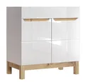 Produktbild: Lomadox Waschbeckenschrank SOLNA-56 Waschtischunterschrank 80 cm Hochglanz weiß mit Wotaneiche 80x85x46cm