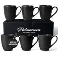 Produktbild: MIAMIO – 6 x 400 ml – Kaffeetassen Set/Becher – Moderne Keramik Tasse Matt – Kaffeetasse groß – Palmanova Kollektion (Schwarz)