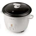 Produktbild: DOMO DO9176RK Reiskocher 'Puur' Serie - Kochen und Warmhalten - Cool touch Griffe - Teflon Antihaftbeschichtung - Inklusive Messbecher, Kelle und Dampfkorb - 1,3 L - Weiß