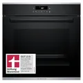 Produktbild: Bosch HBA272BB3, Stiftung Warentest GUT (2,0)*, Serie 4 Einbau-Backofen 60 x 60 cm, Pyrolyse-Selbstreinigung & Hydrolyse, LED Touch Control, 3D-Heißluft, 10 Automatikprogramme, Schnellaufheizung