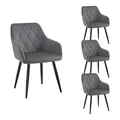 Produktbild: WOLTU 4er Set Esszimmerstühle mit Armlehne Rückenlehne, Stuhl im Esszimmer mit Samtbezug, bequemer Polsterstuhl, Küchenstuhl mit Metallbeinen,dunkelgrau
