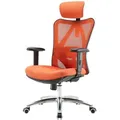 Produktbild: Mendler Bürostuhl HWC-J86, Schreibtischstuhl, ergonomisch, verstellbare Lordosenstütze 150kg belastbar ~ ohne Fußstütze, orange