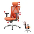Produktbild: Mendler Bürostuhl HWC-J86, Schreibtischstuhl, ergonomisch, verstellbare Lordosenstütze 150kg belastbar - ohne Fußstütze, orange