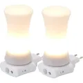 Produktbild: LED Steckdosen Nachtlicht 2er-Set Taschenlampe Weiß Wandleuchte Bewegungsmelder Induktionsladung Notlicht Zylinder - Weiß