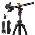 Produktbild: K&F CONCEPT O234A1 Kamerastativ mit Auslegearm,163cm Handy-Stativ, Tripod für unterwegs, Stativ für Smartphone mit Handyhalterung, Aluminium Reisestativ mit BH-36 Kugelkopf