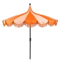 Produktbild: Mica Decoration Kim Gestreifter Sonnenschirm mit Tragetasche - Stockschirm 238 x Ø235 cm - Garten oder Balkon Sonnenschutz - Polyester, Stahl - Orange