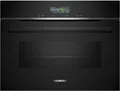 Produktbild: Siemens CM776GKB1 iQ700 Einbaukompaktbackofen mit Mikrowellenfunktion, 900 W, 59,4 cm breit, 45 L, 4D Heißluft, Grill, Home Connect, schwarz