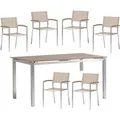 Produktbild: Acamp Set 6x Stapelsessel Skye 1x Tisch Skye 150 cm x 90 cm Edelstahl-Cemento