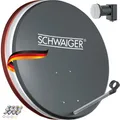 Produktbild: Satellitenantenne 55 x 62 cm SCHWAIGER -487- Stahl Twin LNB Digital