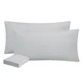 Produktbild: Aisbo Kissenbezug 40 x 80 2er Set - Kopfkissenbezug 40x80 Hellgrau mit Reißverschluss aus Mikrofaser, ÖKO-TEX Kissenhülle 40x80cm, Weich und Bügelfrei