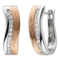 Produktbild: Creolen Ohrringe Ohrschmuck mit Zirkonia gewellt 925 Silber Rotgold vergoldet