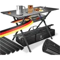 Produktbild: KESSER Campingtisch Klapptisch faltbar mit Aluminium-Rahmen & Aufrollbare Tischplatte (145x70cm klappbarer Tisch inkl. Tragetasche mit Trageband & Netztasche), Falttisch mit Aluminium-Rahmen - max. 100kg & rost- & kratzfest schwarz 70 cm x 70 cm x 145 cm