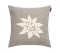 Produktbild: David Fussenegger Kissenhülle Edelweiß 40x40cm Kissenbezug kuschelweich aus Recycling-Baumwolle nachhaltig produziert ÖkoTex100 GRS Made in Austria Farbe Rauch