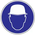 Produktbild: Gebotszeichen Kopfschutz benutzen Durchmesser 200 mm, Kunststoffschild blau/weiß