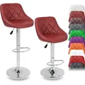 Produktbild: TRESKO 2er Set Barhocker Weinrot Barstuhl 360° Frei Drehbar Sitzhöhenverstellung 60-80cm - Rot