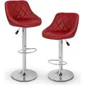 Produktbild: Tresko Barhocker BH-006, drehbar mit Lehne, 60-80cm Sitzhöhe, Kunstleder, weinrot, 2 Stück