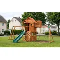 Produktbild: Garten Spielturm William 510 x 380 x 670 cm – Kinderhaus aus Zedernholz, Braun/Grün – großes Kinderspielhaus – Spielhaus für Kinder