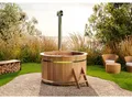 Produktbild: FinnTherm Holz Badefass Bergen, Hot Tub Ø 160 x 110 cm, inkl. Edelstahl-Ofen 22 kW und Einstiegsleiter, 3-4 Personen, Schwimmbecken, Badebottich, Sprudelbad