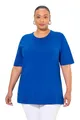 Produktbild: Ulla Popken Damen große Größen Übergrößen bis 72, Basic T-Shirt, Oberteil, Regular Fit, Rundhalsausschnitt, Halbarm, Royalblau 54+ 486910753-54+