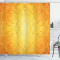 Produktbild: ABAKUHAUS Orange Duschvorhang, Antike Blumenverzierung, Stoffliches Gewebe Badezimmerdekorationsset mit Haken, 175 x 220 cm, Ringelblume