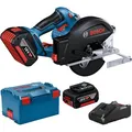 Produktbild: Bosch Metallhandkreissäge GKM 18V-50, Akku, 18V/5,0Ah, Schnittleistung 50mm, 2 Akkus und Koffer
