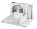 Produktbild: KALORIK TKG AS 1004 WH PL Allesschneider, 17 cm Messer, elektrisch, klappbar, einstellbar 0-15mm, für Gemüse, Brot und Aufschnitt, 100 W, Weiß